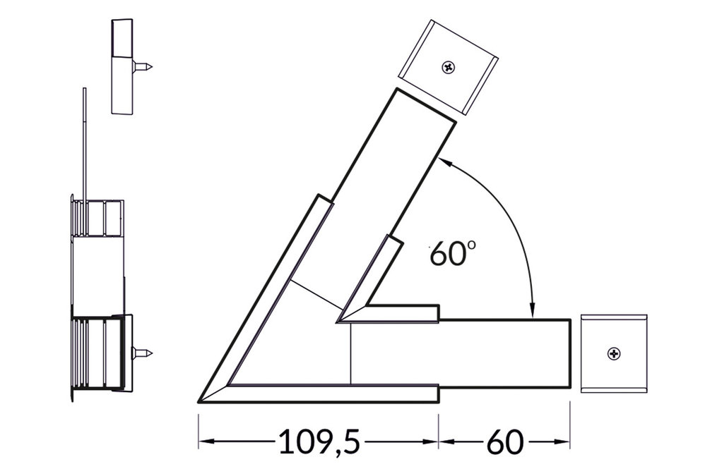 Profilé d'angle 60° pour profilé LED d'angle EVO307