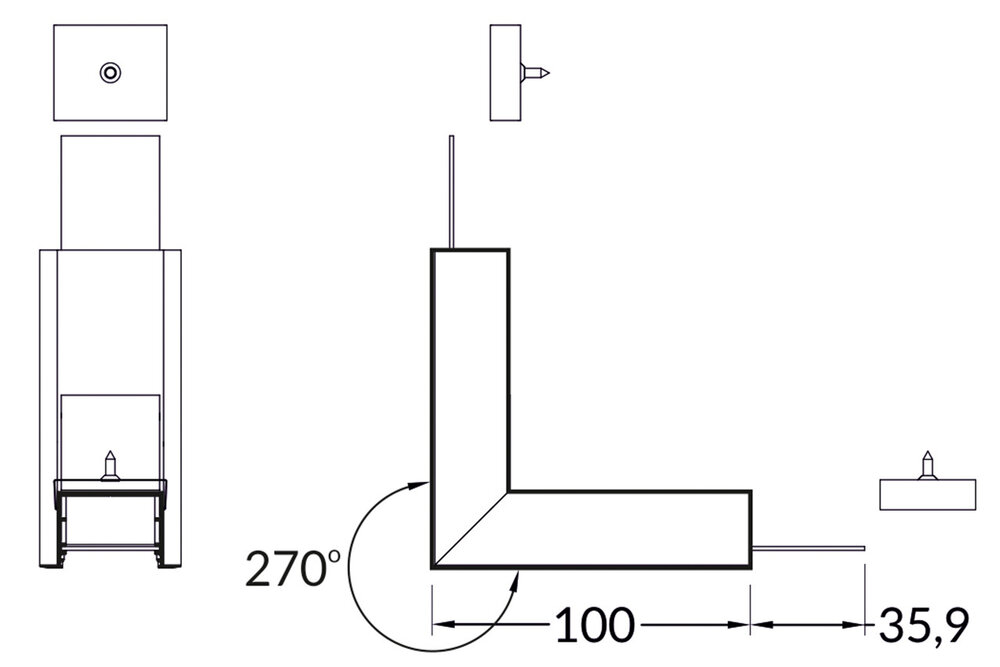 Raccord d'angle 90° extérieur pour profilé LED d'angle EVO307