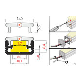 STEPON Profilés LED 8mm pour sol / plancher 1m-2m