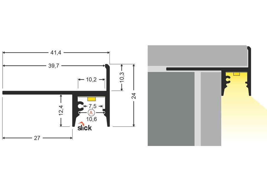 TILUM10 TS Profilé à leds pour marches carrelées