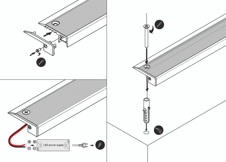 STEP10 Profilé led pour marches d'escalier