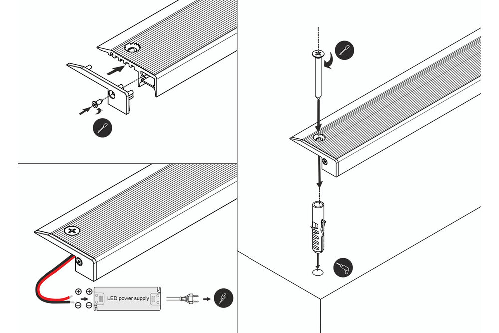 STEP10 Profilé led pour marches d'escalier