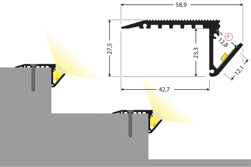 STEP12 Profilé led pour marches d'escalier