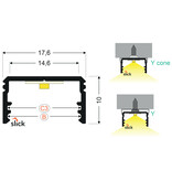 Profilé LED OMNI 14mm en montage en surface, 2m