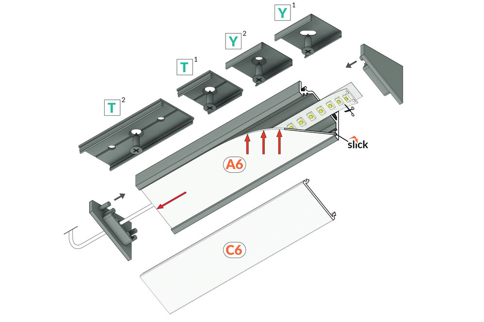 ANGLE16 Profilé LED Surface 16mm 2m