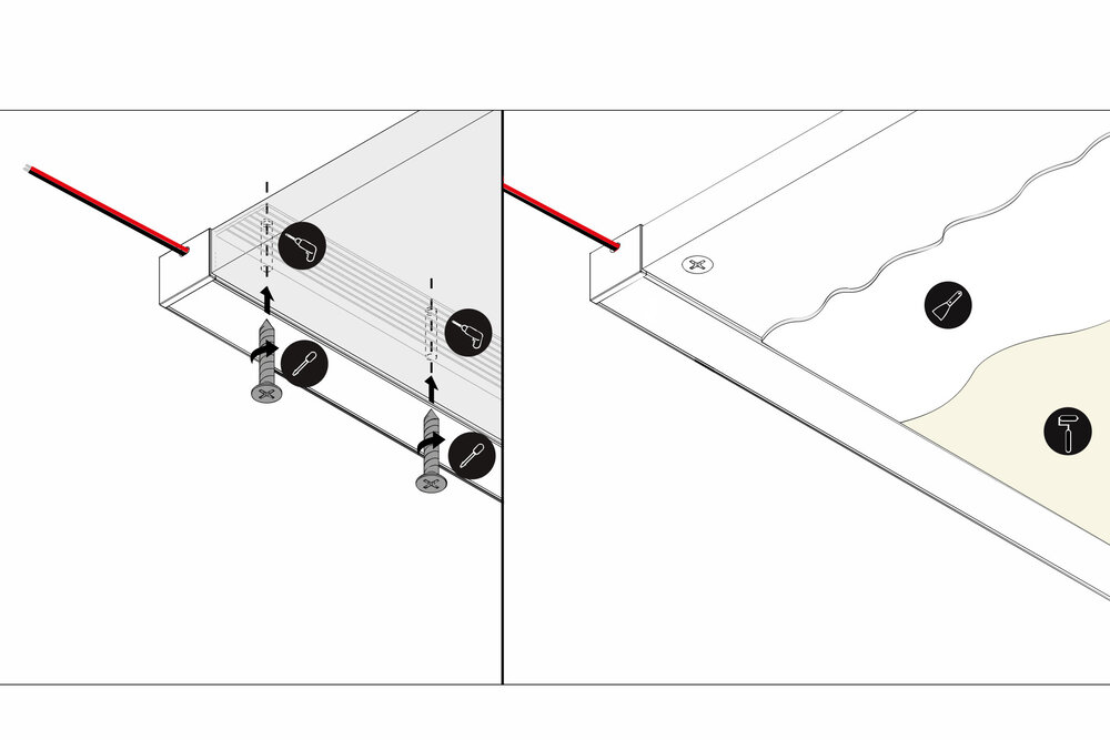 LUXA TS 14mm profilé LED encastré pour plaques de plâtre et stucs.