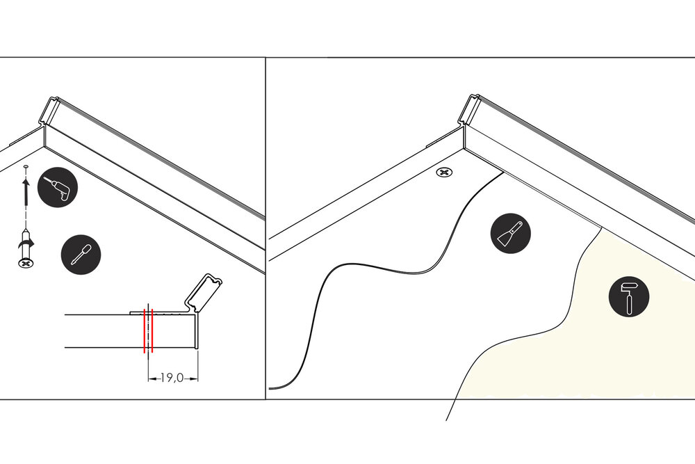 Zeno 12 mm Profilé LED en saillie - Éclairage indirect du plafond