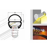 Profilé LED pour penderie ovale OBAR de 20 mm, 2 mètres