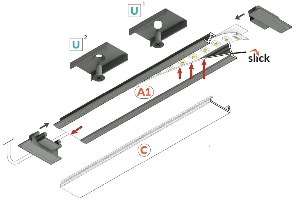 LINEA10 V2 Profilé LED encastré 10mm 2m