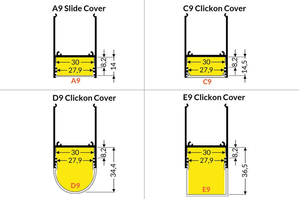 LUVAR-UL Profilé LED 31 mm Suspendu 1m-2m