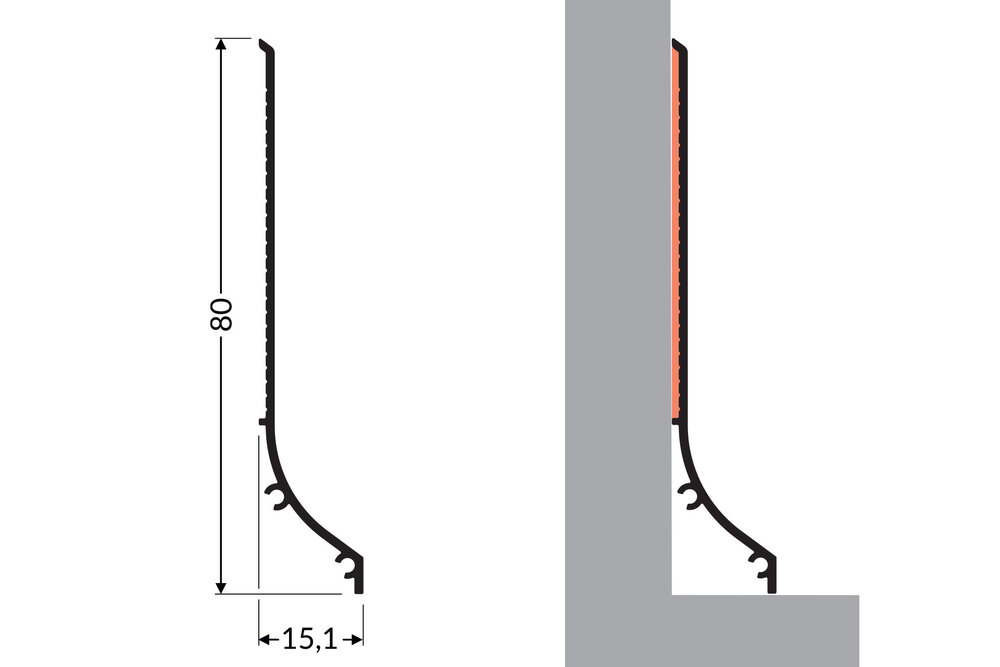 PLINTO Profilé – Plinthe aluminium en saillie 1 m – 2 m