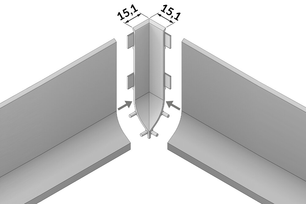 Raccord PLINTO 90º angle intérieur