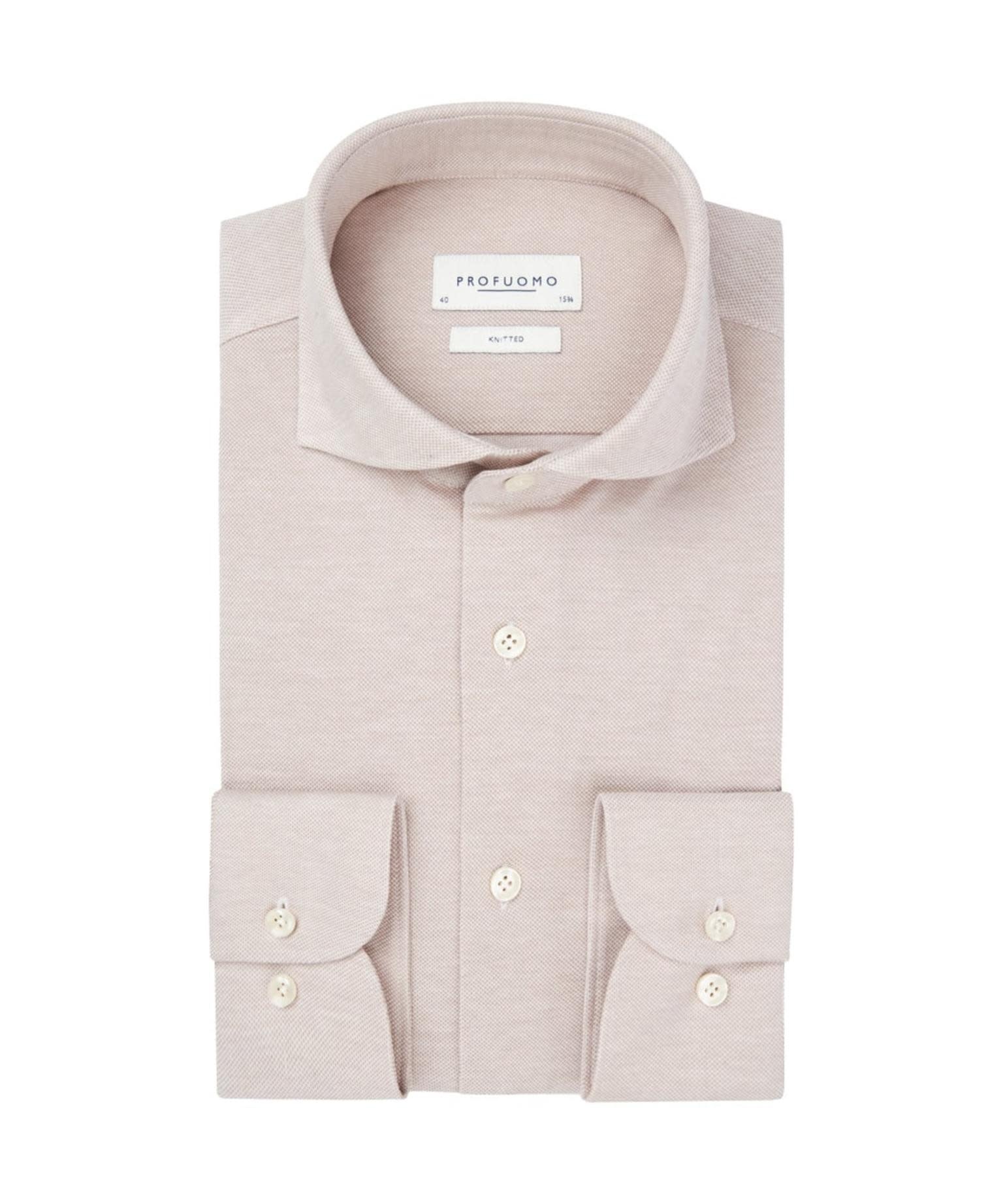 Shaped Melange Knit Tee in Pale Beige