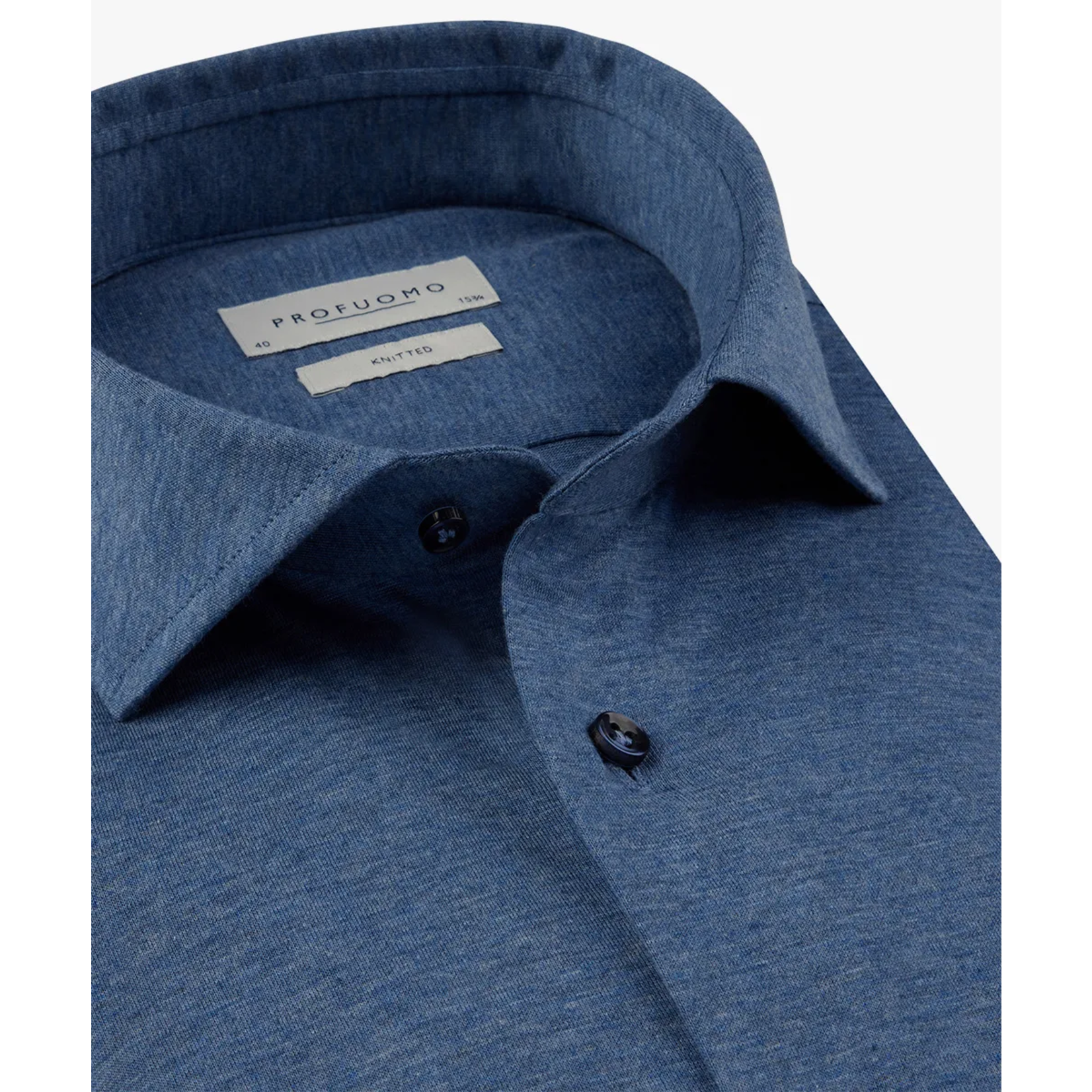 Profuomo Mid Blue Single Jersey Knitted Shirt 38