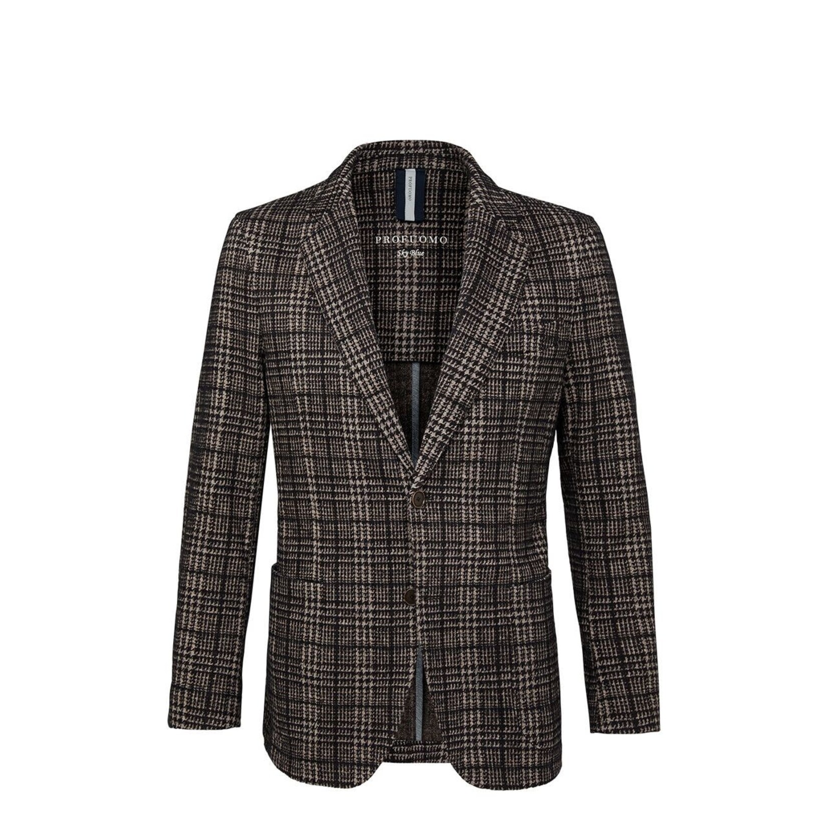 Profuomo Brown Checked Knitted Jacket 46