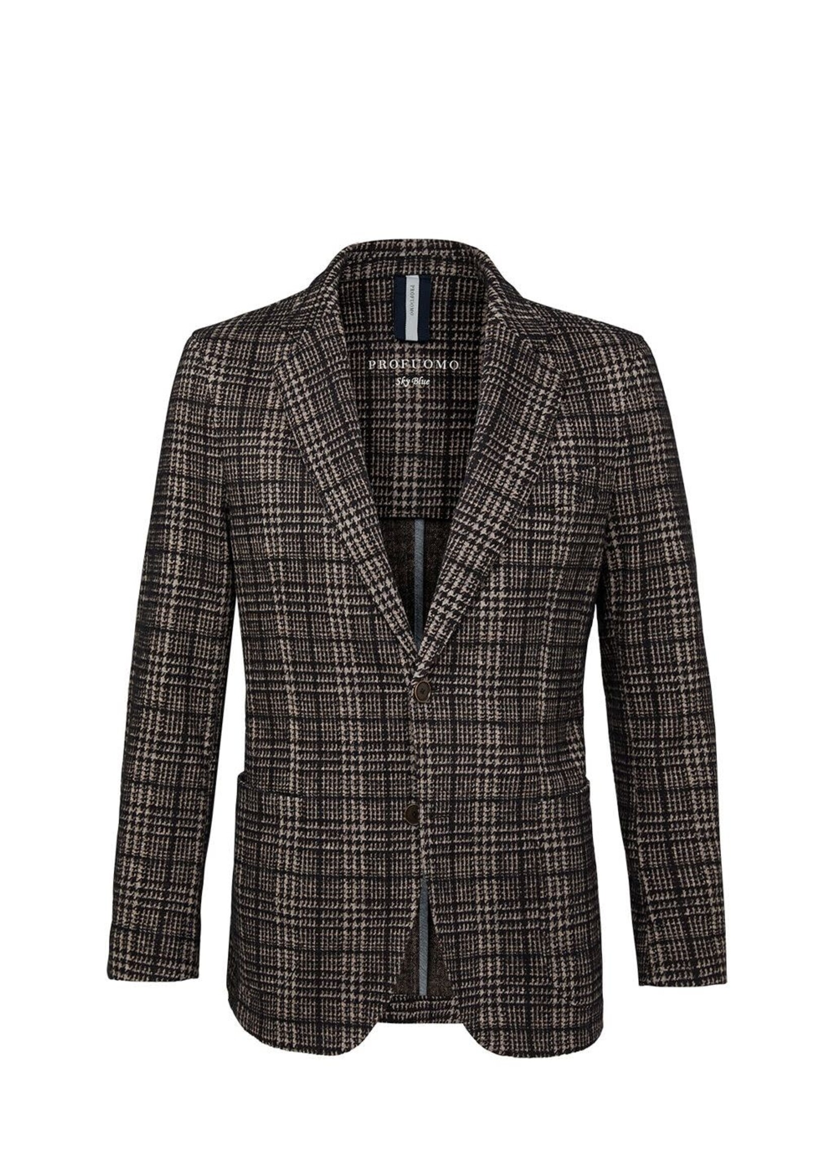 Profuomo Brown Checked Knitted Jacket 46