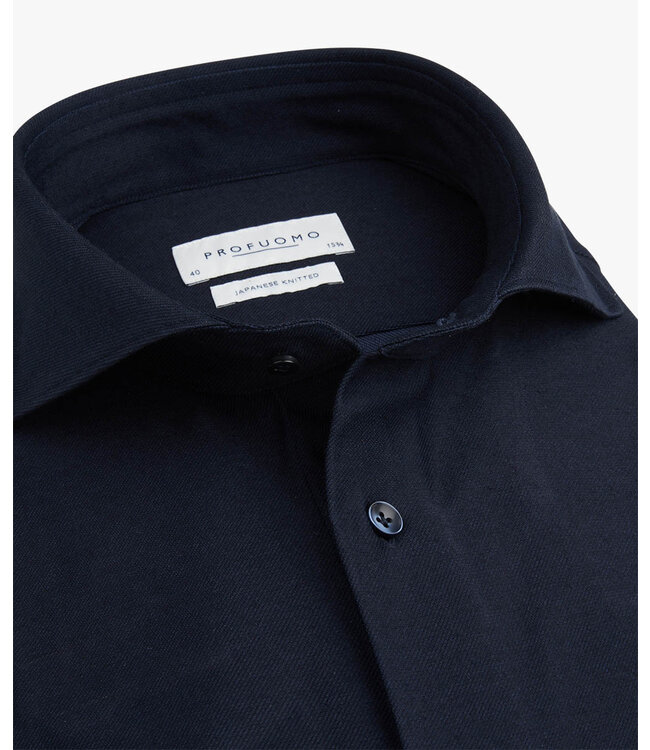 Profuomo Japenese Knitted Shirt Navy
