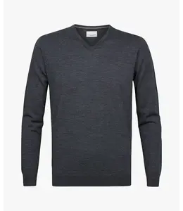 Profuomo pullover v-neck grey mel anthra XXL