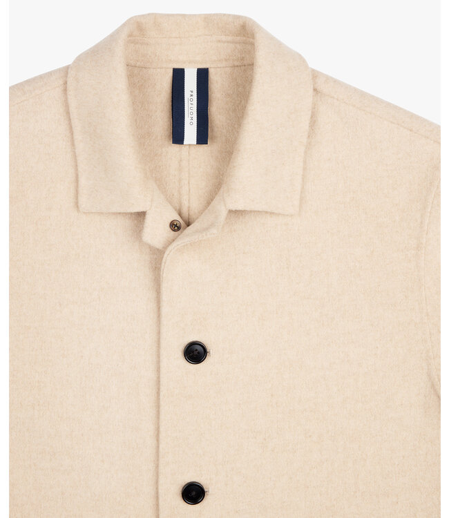 Profuomo OVERSHIRT WOOL BUTTON LIGHT SAND