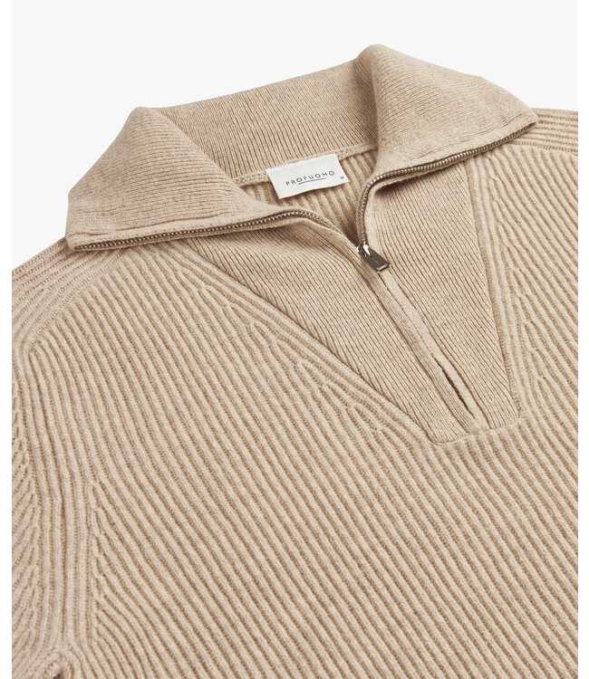 Profuomo PULLOVER HALF ZIP LIGHT SAND