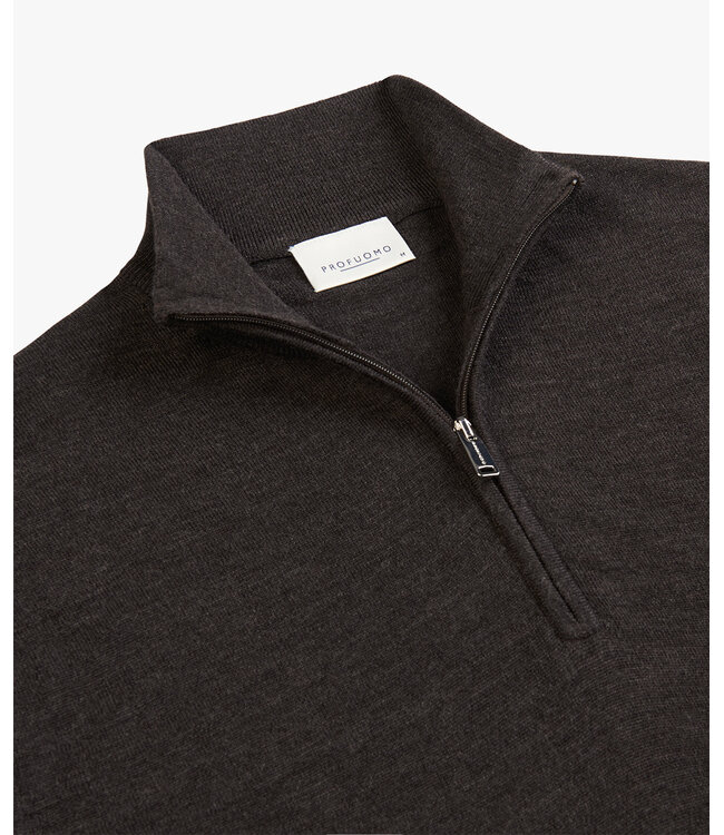 Profuomo PULLOVER HALF ZIP DARK BROWN