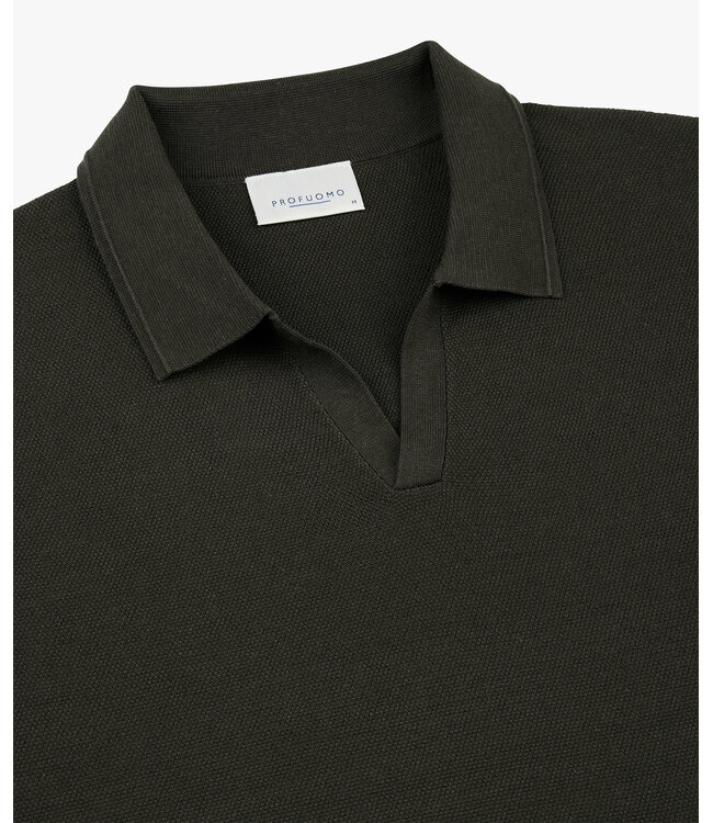 Profuomo Dark brown Luxury Basic open collar polo