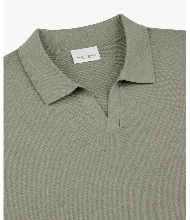 Profuomo Green Luxury Basic open collar polo