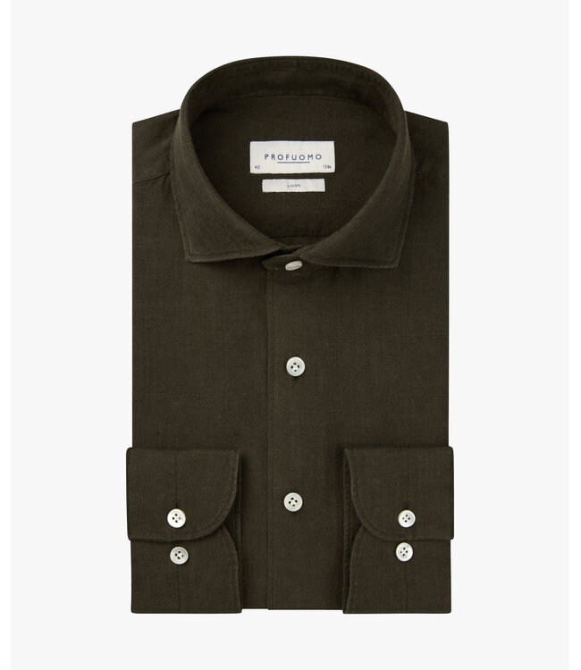 Profuomo Dark brown linen shirt