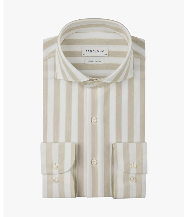 Profuomo Shirt Striped Beige