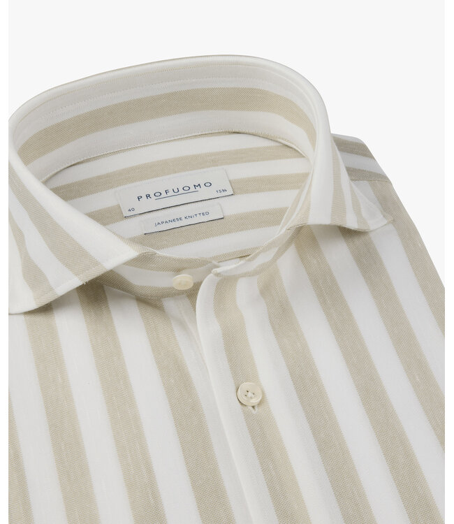 Profuomo Shirt Striped Beige