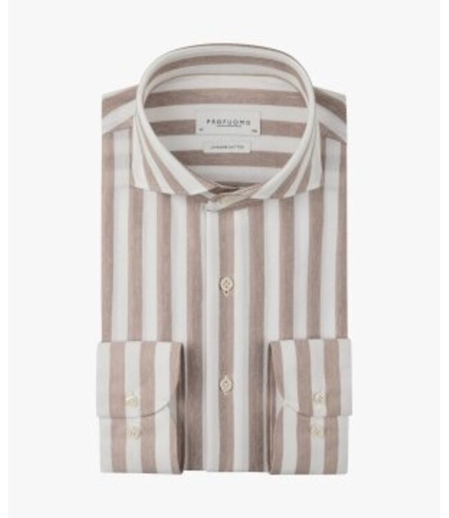 Profuomo Shirt Striped Red Clay