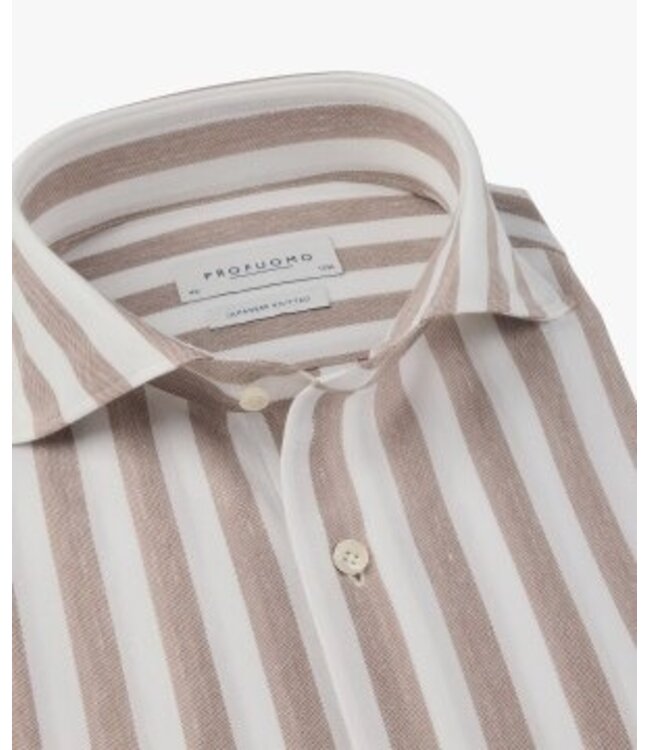 Profuomo Shirt Striped Red Clay