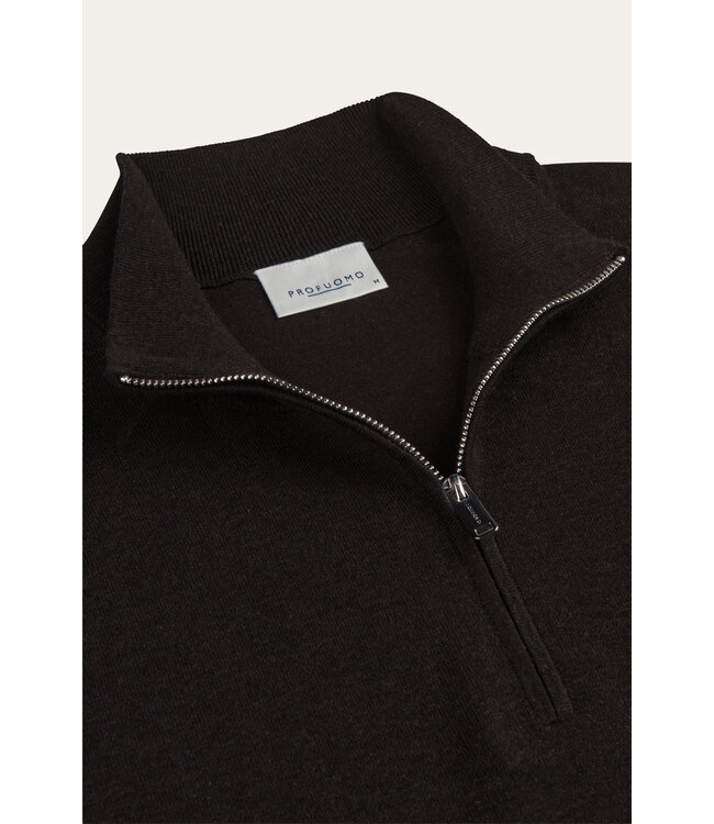 Profuomo Dark brown Luxury Basic half zip