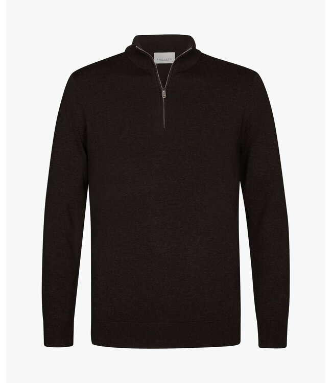 Profuomo Dark brown Luxury Basic half zip