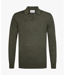 Profuomo POLO OPEN COLLAR LS D GREEN