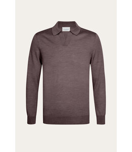 Profuomo POLO OPEN COLLAR LS AUBERGINE