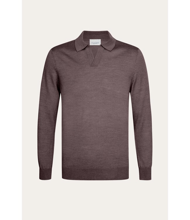 Profuomo POLO OPEN COLLAR LS AUBERGINE