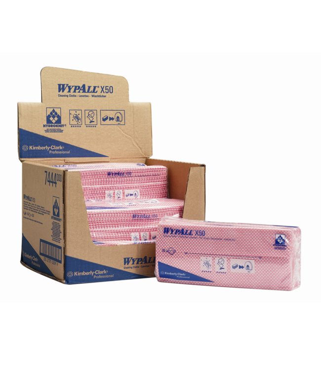 Kimberly-Clark Wypall X50 Sopdoeken Interfolded rood