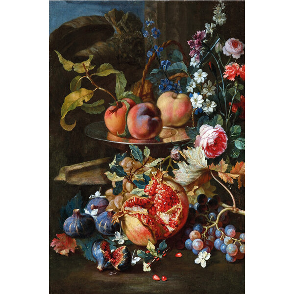 Mondiart Wandkleed 'Stilleven met bloemen en fruit'