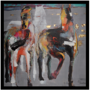 Canvas schilderij 'De kunstige paarden'