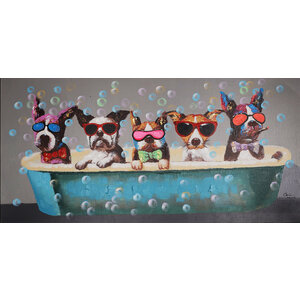 Canvas schilderij 'Dogs in the bath'
