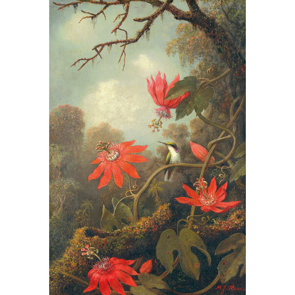Mondiart Aluart schilderij Mondiart 'Kolibri met passiebloemen'