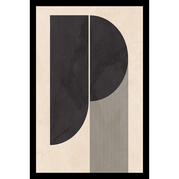 Mondiart Ingelijst aluart schilderij Mondiart 'Abstracte Vormen' met zwarte lijst