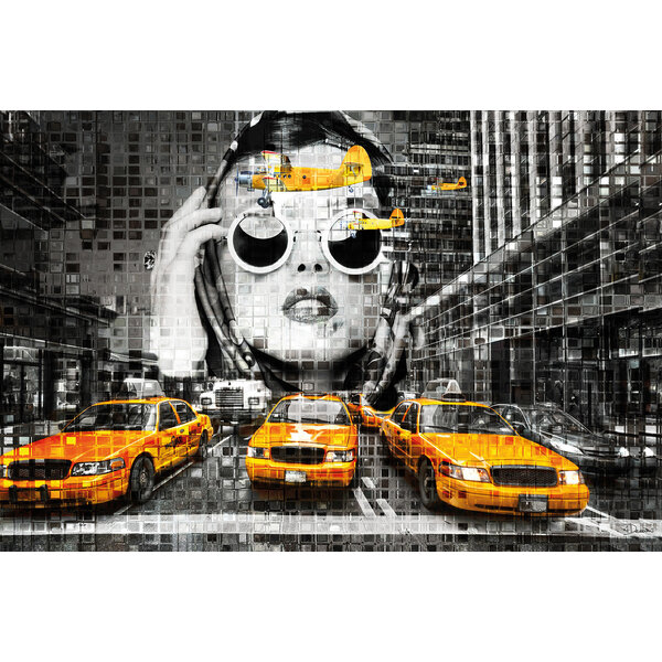 Mondiart Aluart schilderij Mondiart 'Bass dreams taxi in New York'