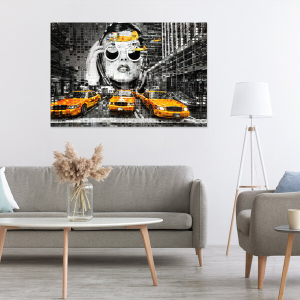 Mondiart Aluart schilderij Mondiart 'Bass dreams taxi in New York'
