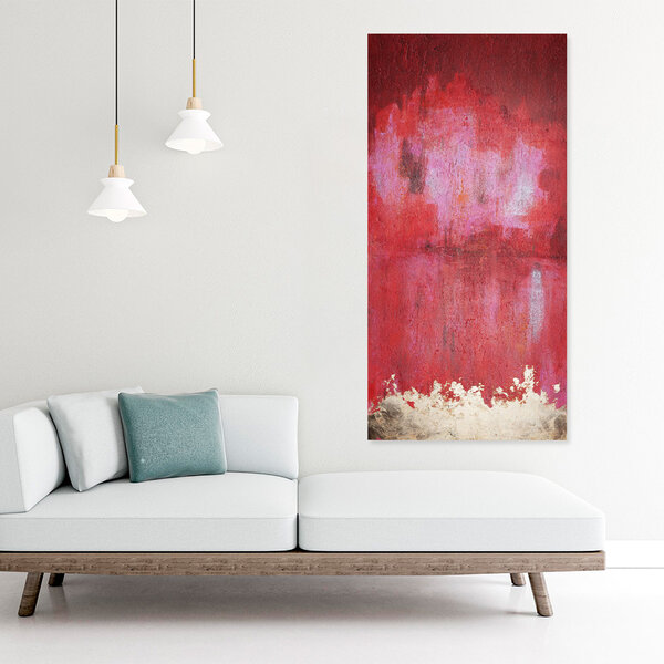 Mondiart Canvas schilderij Mondiart 'Abstract rood met gouden details'