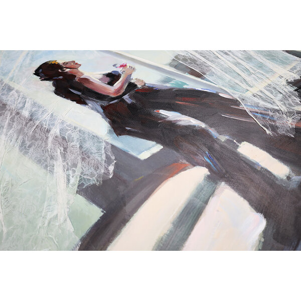 Mondiart Canvas schilderij Mondiart 'Elegante vrouw in de wind'