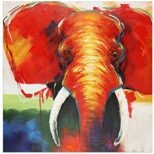 Mondiart Canvas schilderij Mondiart 'Oranje olifant'
