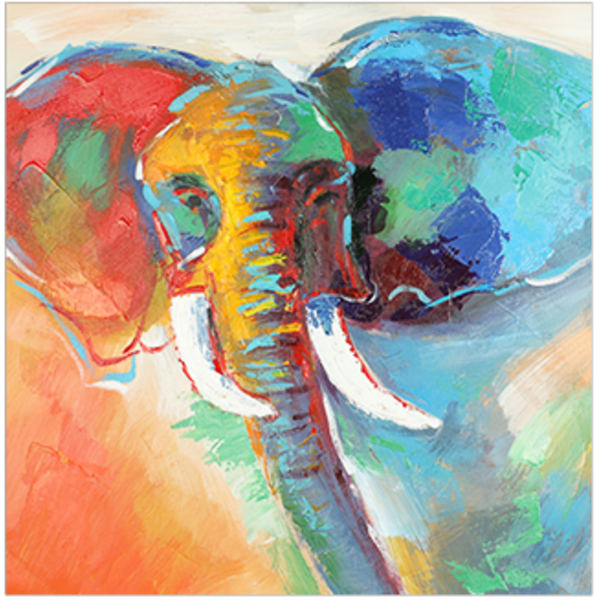 Mondiart Canvas schilderij Mondiart 'Meerkleurige olifant'