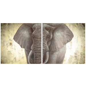 Canvas schilderij 'Tweeluik Elephant Gold'